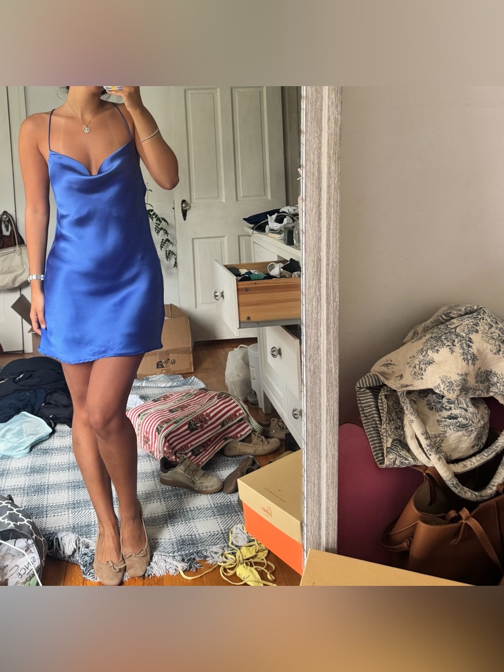 Zara Satin Slip Dress Brand New With Tags XS - Cobalt Blue